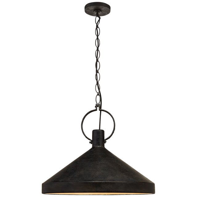 Suzanne Kasler for Visual Comfort Signature Limoges Grande Pendant in Natural Rust with Aged Iron Shade For Sale