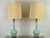 1950s Danish Modern Teal Ceramic & Walnut Lamps - a Pair For Sale - Image 4 of 6