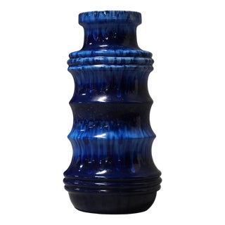 Large West German Blue Ceramic Vase, 1970s For Sale