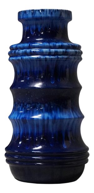 Large West German Blue Ceramic Vase, 1970s
