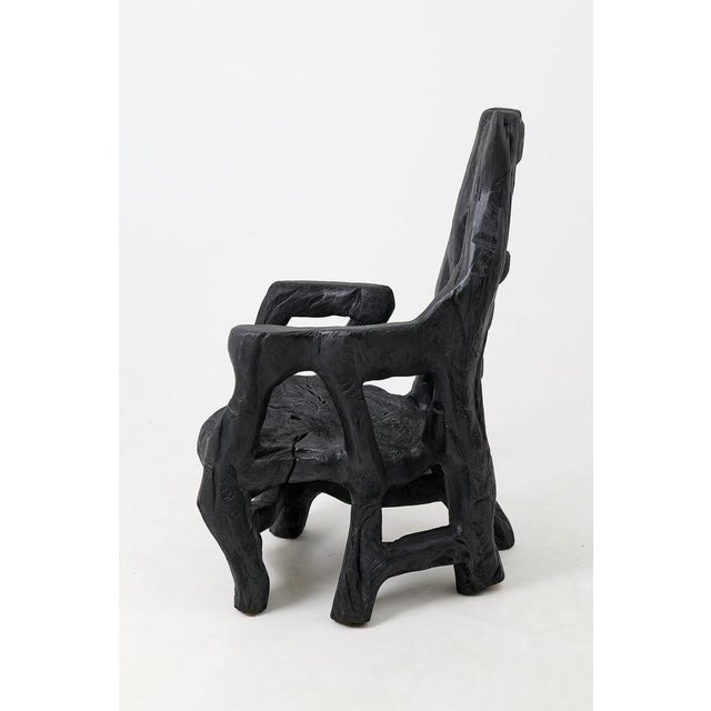 Early 21st Century Brutalist Sculptural Armchair in Burnt Oak Wood by Logniture For Sale - Image 5 of 17