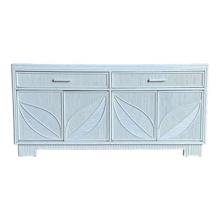 Late 20th Century Pencil Reed White Sideboard With Leaf Motif For Sale