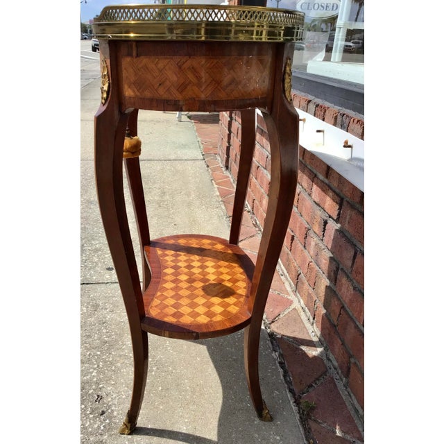 Wood Classic French Transition Marble Top Side Table For Sale - Image 7 of 11
