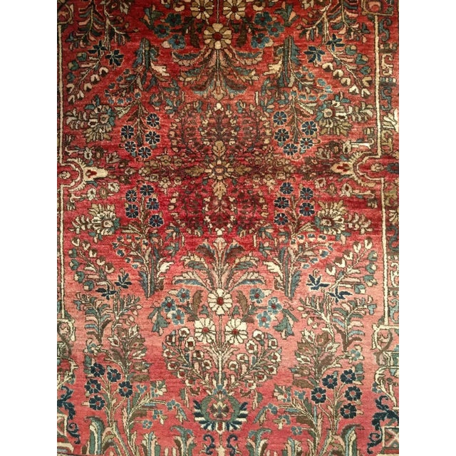 Antique Persian Sarouk Area Rug, Handwoven All-Over Floral Pattern, Red & Navy, 4’ X 5’ For Sale - Image 4 of 10