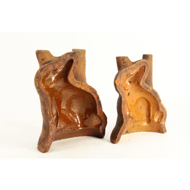 Terra Cotta Rare 19th C Pair of Glazed Redware Rabbit Molds, Pennsylvania For Sale - Image 8 of 18