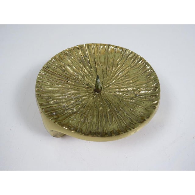 Metal Brutalist Sculptural Brass Tripod Candleholder, 1970s For Sale - Image 7 of 9