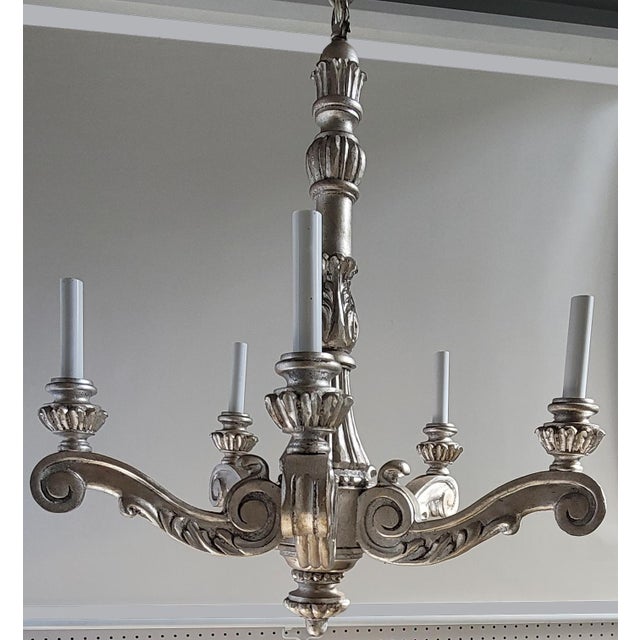 French Late 20th Century French Style Carved Wood Chandelier For Sale - Image 3 of 6