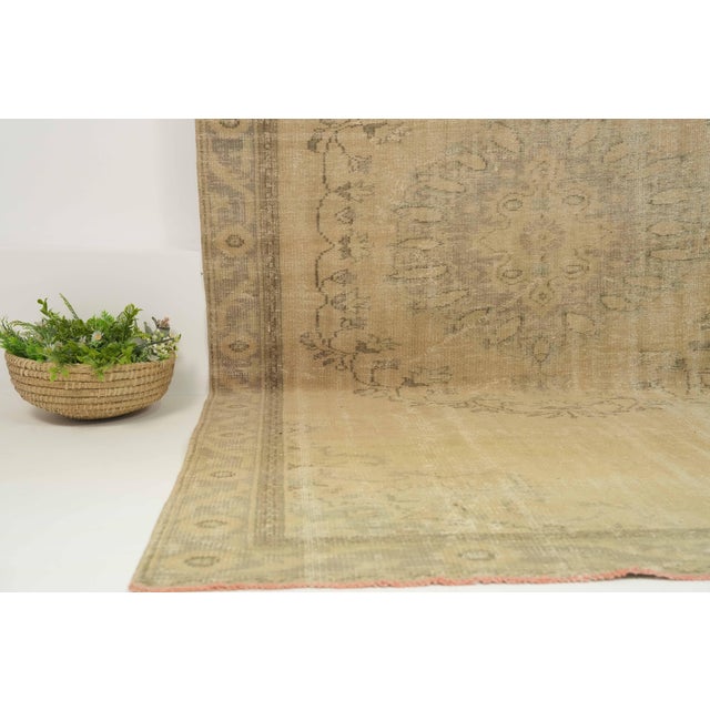 1970s 1970s Vintage Turkish Handmade Wool Cotton Beige Area Rug For Sale - Image 5 of 13