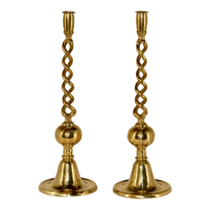 Rare Pair of 18th Century Bell Metal Candlesticks