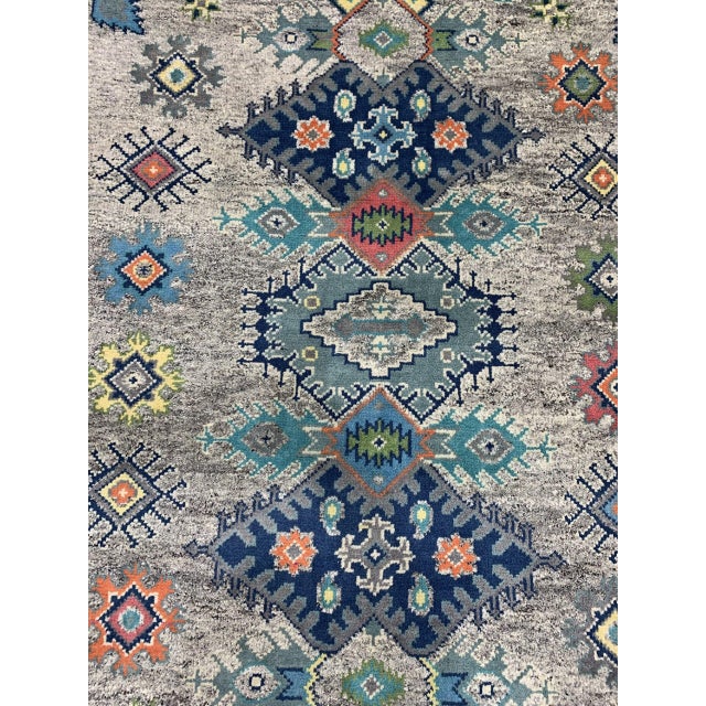 9x12 Jasmine Radiant Gray Geometric Medallion Modern Hand Knotted Wool Carpet Rug For Sale - Image 4 of 4