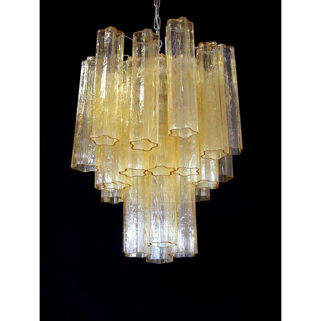Metal Tube Chandeliers in Gold Murano Glass, 1970s, Set of 3 For Sale - Image 7 of 16