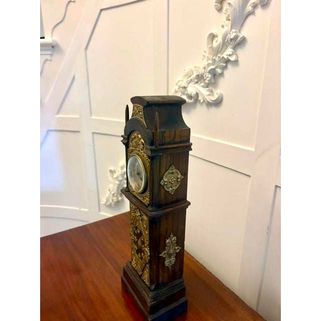 Metal Antique Victorian Miniature Grandfather Longcase Table Clock, 1880 For Sale - Image 7 of 13