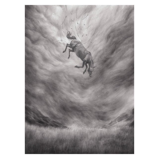 Nothing Remains but to Hope the End Will Come to Extinguish the Unrelenting Pain of Waiting for It by Randy Ortiz | A falling horse in a stormy sky. For Sale