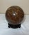 Vintage 6.5” Brown Amber Marble Ball Sphere Orb on Lacquered Wood Stand For Sale - Image 12 of 12