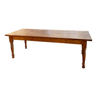 French Country Farm 96" Large Pine Dining Table For Sale