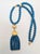 Blue Vintage 1980s Signed Napier Goldtone Beaded Faux-Lapis Tassel Pendant Necklace For Sale - Image 8 of 8