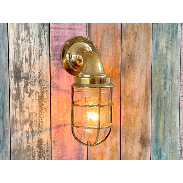 Nautical Nautical Solid Brass Passageway Light Bulkhead Maritime Navigation Wall Mount Light For Sale - Image 3 of 8