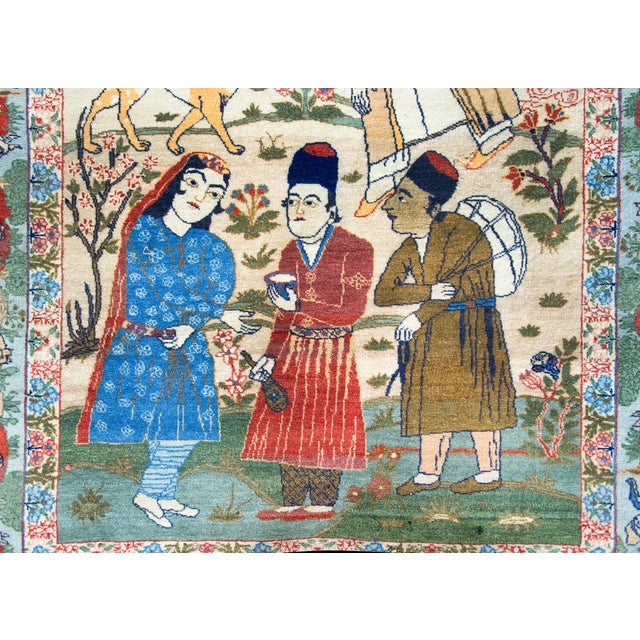 Early 20th Century Pictorial Isfahan Rug For Sale - Image 12 of 15