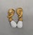 Metal Vintage 1980s Signed Givenchy Goldtone White Drop Clip Earrings-2 Pieces For Sale - Image 7 of 7