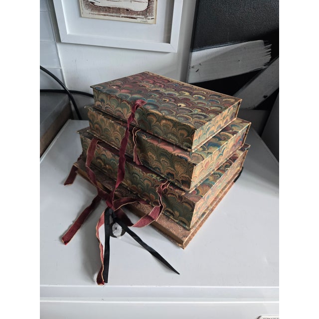 Italian Vintage Handmade Paper Venetian Boxes - Set of 4 For Sale - Image 3 of 7