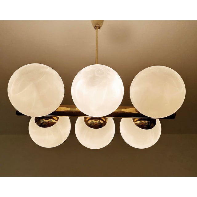 Gold Vintage Glass Pendant Light in the style of Stilnovo, 1950s For Sale - Image 8 of 18