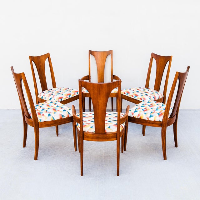 Wood Vintage Brasilia Mid Century Modern Walnut Dining Chairs by Broyhill For Sale - Image 7 of 13