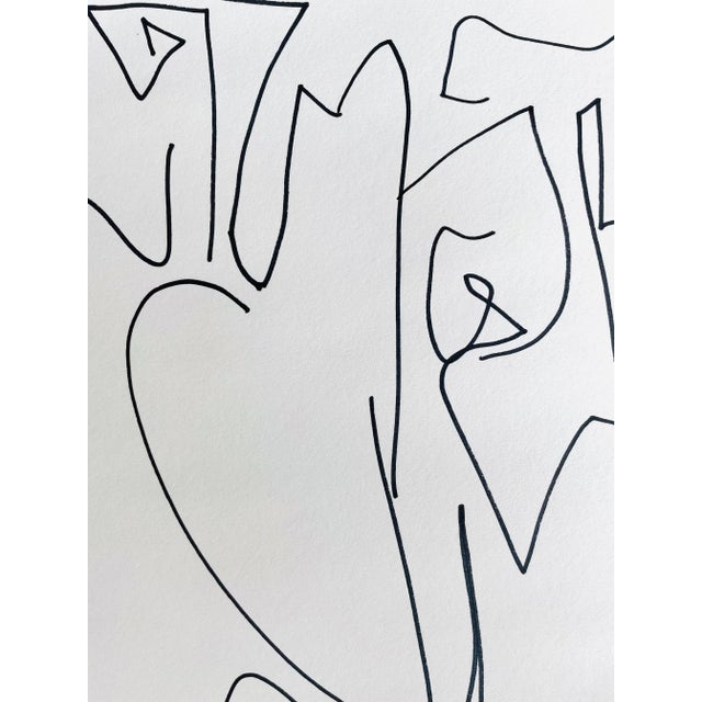 Post-Modern figurative drawing by Erik Sulander in Ink on paper, 9x12, signed, framed.