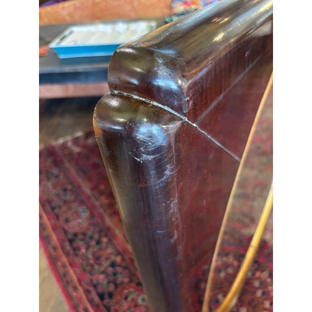 Supremely Elegant lacquered Hollywood Regency Style Wood Framed Wall mirror from Henredon with Gilded, round interior...