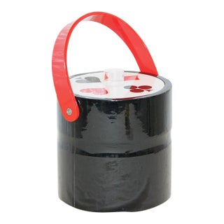 Fantastic Vintage Morgan Designs Lucite and Patent Leather Poker-Themed Ice Bucket For Sale