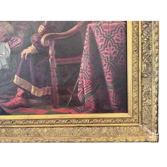 Stepevich, Tsar Ivan the Terrible Admiring Vasilisa Melentieva, Late 19th Century, Oil on Canvas, Framed For Sale - Image 4 of 11