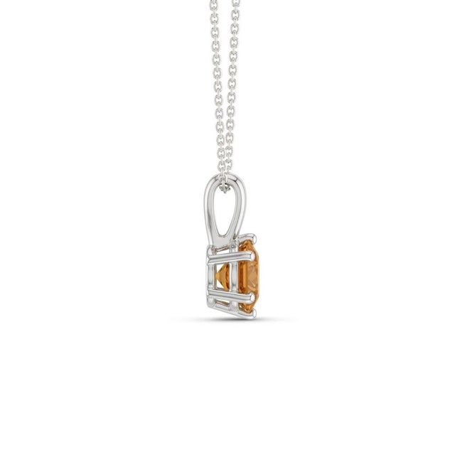 925 Silver Citrine Solitaire Pendant Necklace, November Birthstone Stacking Pendant For Sale - Image 4 of 4