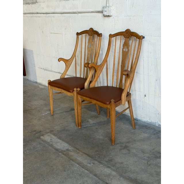 Oak Wood Armchairs Sculptural Accent Chairs Denmark Set of 2 1960s For Sale - Image 4 of 11
