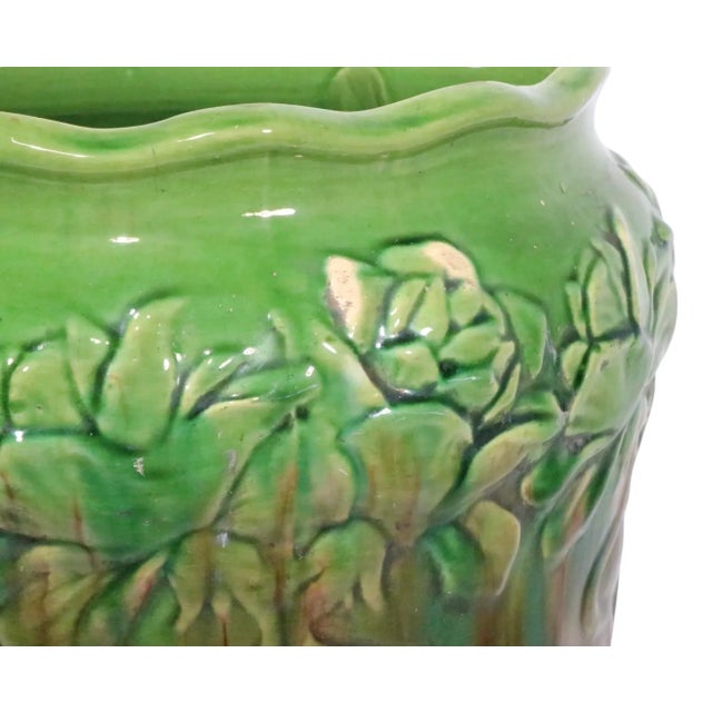 Antique Majolica Umbrella Cane Stand Att. To Roseville Pottery For Sale - Image 12 of 17