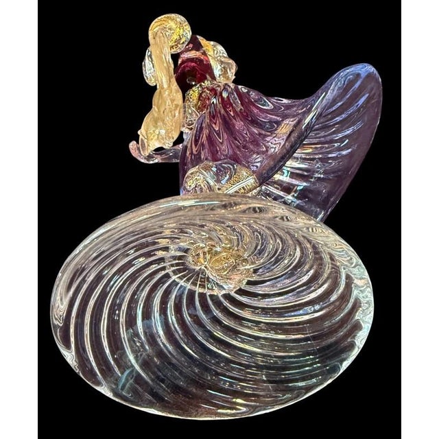 Ruby Red Murano Archimede Seguso Sommerso MCM Figure Woman & Large Fish, Aventurine Gold Flake 12" For Sale - Image 8 of 8
