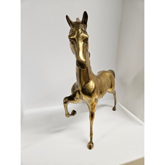 Mid-Century Modern Vintage Large Brass Horse - Equestrian Figurine For Sale - Image 3 of 12