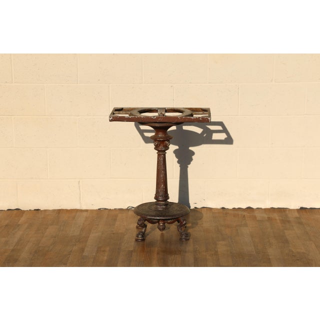 Antique French Bistro Marble Top Pedestal Table With Cast Iron Base, Circa 1900s For Sale - Image 16 of 18