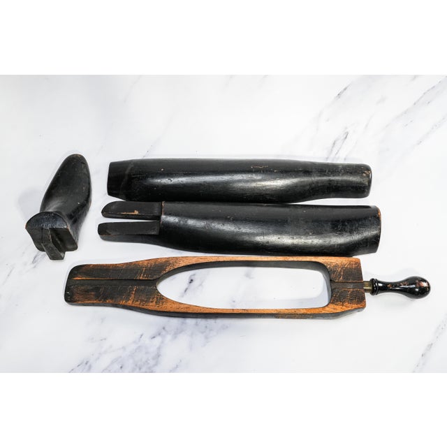 Country Chic Black Leather Antique Riding Boots Horse Equestrian Home Decor Prop For Sale - Image 9 of 10