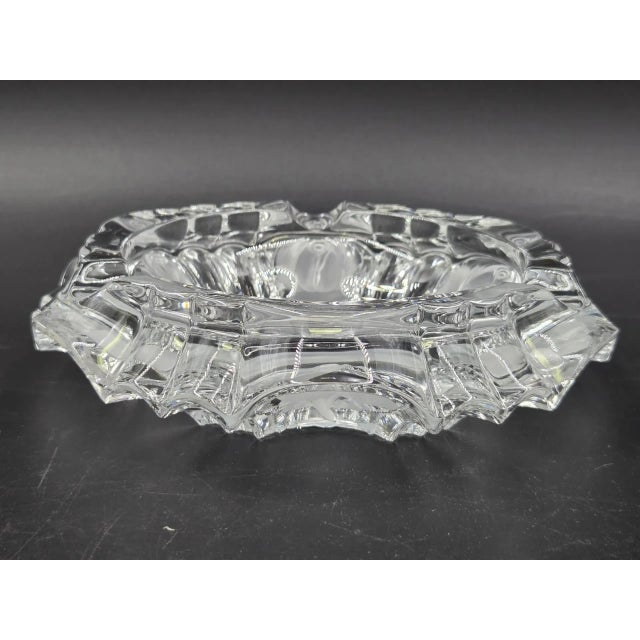 Vintage Clear Glass Rose Etched Vanity Trinket Dish- Scalloped Edges For Sale - Image 16 of 18