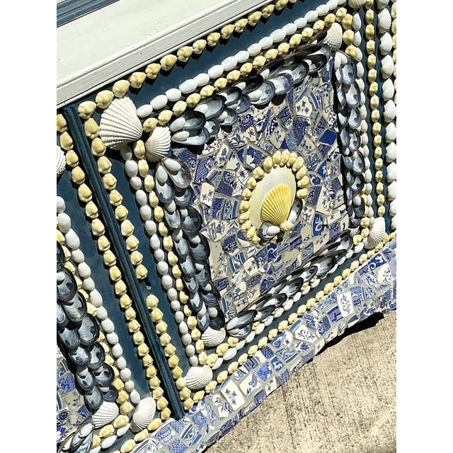 Gray Vintage Shell Encrusted Tall Etagere For Sale - Image 8 of 12