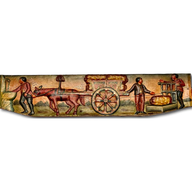 Mid 19th Century Outstanding Large Antique Hand Carved & Beautifully Painted Wood Italian Sicilian Donkey Cart Relic Fragment - 36 Inches Long For Sale - Image 5 of 18
