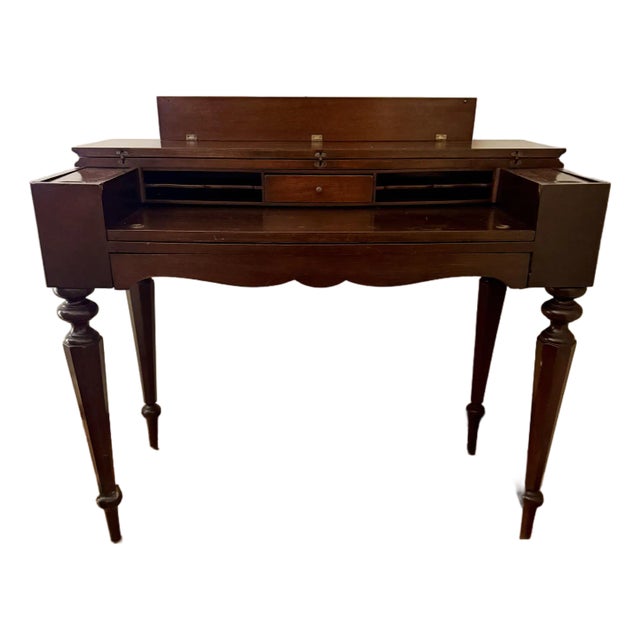 Antique Solid Wood Piano Spinet Desk For Sale