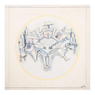 Mid 20th Century Agudelo Abstract Figural Composition Oil on Canvas For Sale