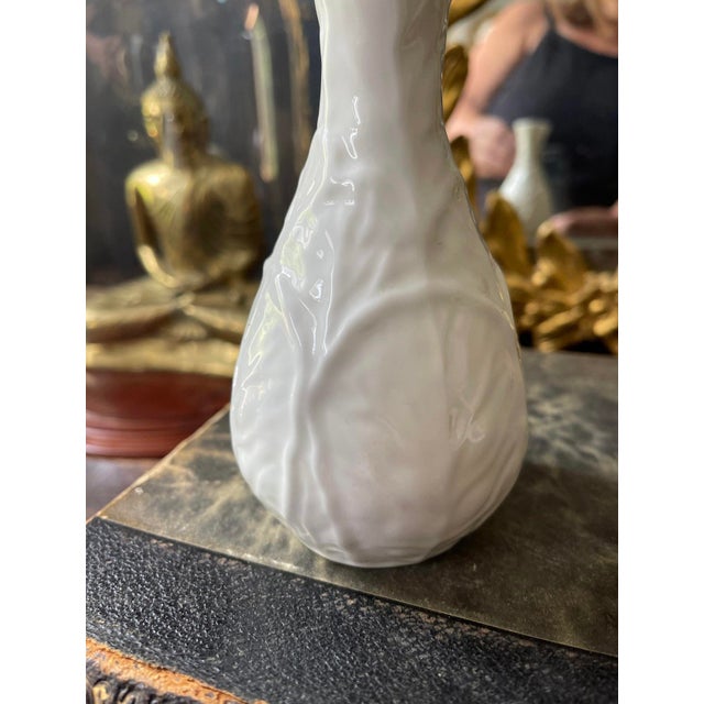 Ceramic Cabbage Leaf Pattern Bone White China 5.5” Coalport Vase Single Stem Bud Vase For Sale - Image 7 of 7