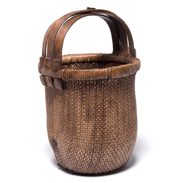 Chinese Bent Handle Fisherman's Basket, circa 1900 For Sale - Image 4 of 9