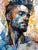 The Veil of Now by Jon Wassom | Mixed Media on Panel portrait of a man with abstract elements For Sale