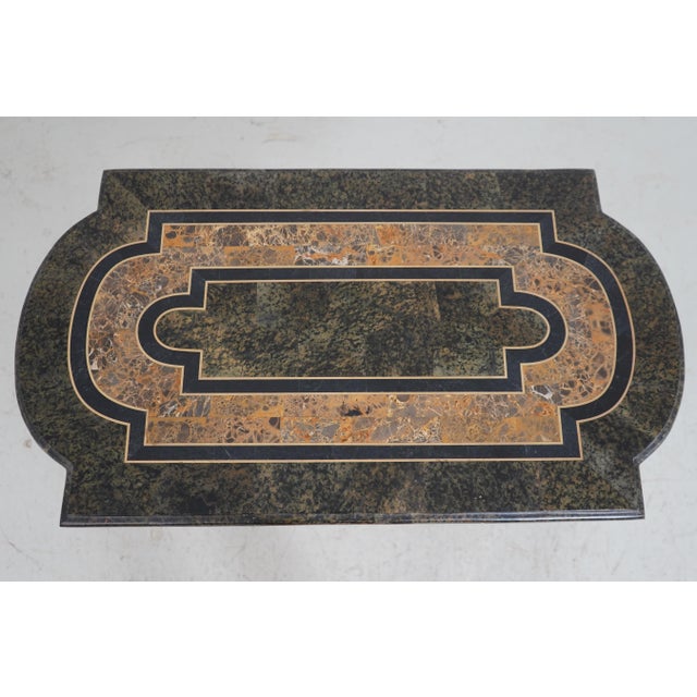Wood Maitland Smith Attributed Marble Top Continental Occasional Table For Sale - Image 7 of 17