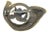Highly stylized French horn brooch with a monogram in the center. No maker's mark. Age wear, tarnished, light scratches....