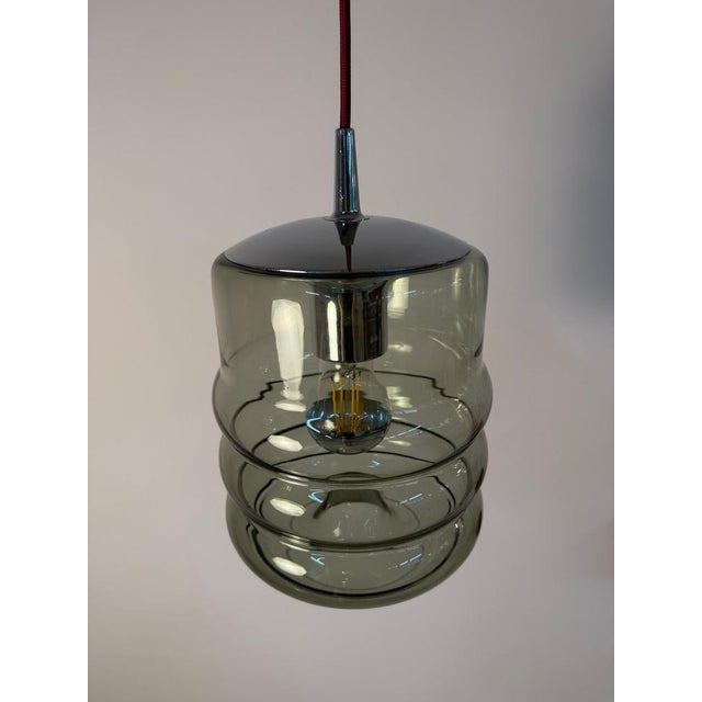 Hanging Lamp in Smoked Glass and Chrome from Peill & Putzler For Sale - Image 10 of 11