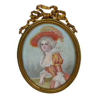 Darcet, Portrait Miniature of a Lady from the Rococo Period, 1800s, Painting, Framed For Sale