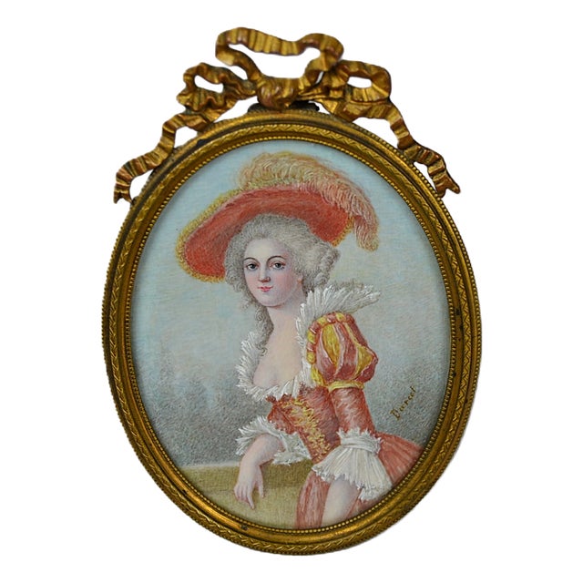 Darcet, Portrait Miniature of a Lady from the Rococo Period, 1800s, Painting, Framed For Sale